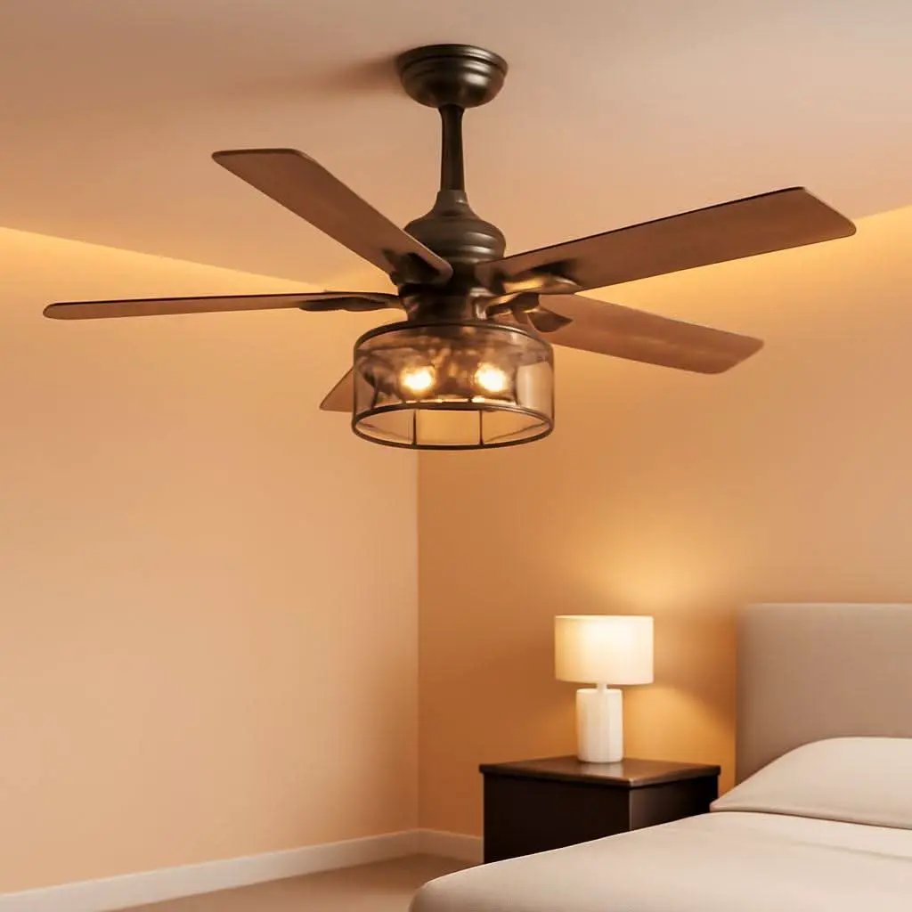 42 Inch Farmhouse Cage Ceiling Fan With Remote E26 Bulbs from PriceLows™
