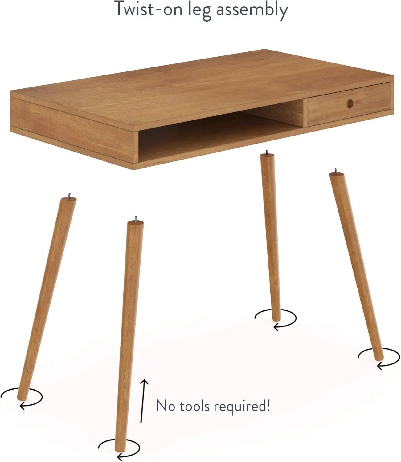 Parker Walnut Home Office Desk With Storage Cubby And Drawer from PriceLows™
