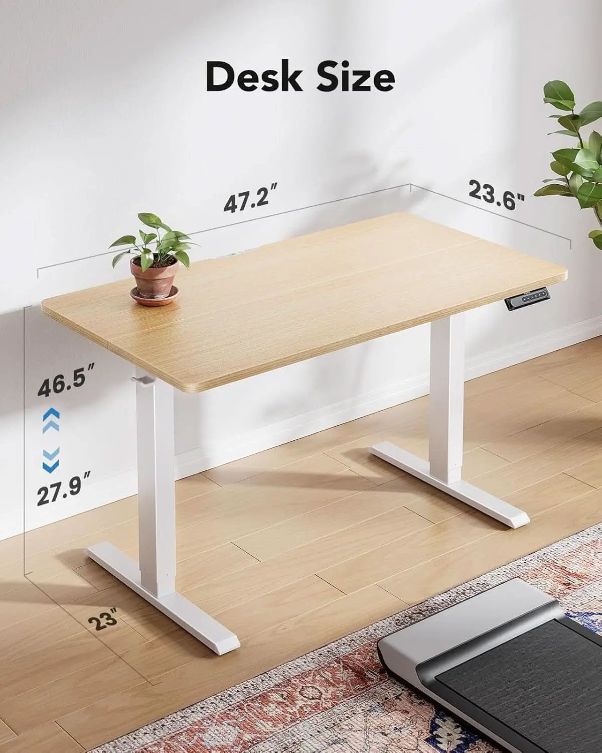 48 Inch Natural Electric Standing Desk With Memory Presets from PriceLows™