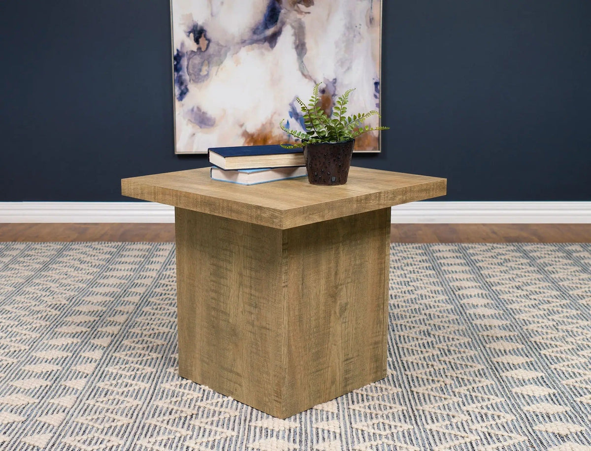 Devar Square Engineered Wood End Table Mango | 23.5 x 23.5 x 21.75 in | Engineered Wood | Brown