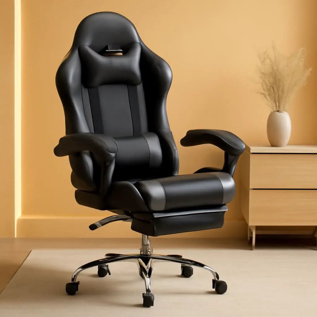 Ergonomic Gaming Chair With Footrest And Lumbar Grey from PriceLows™