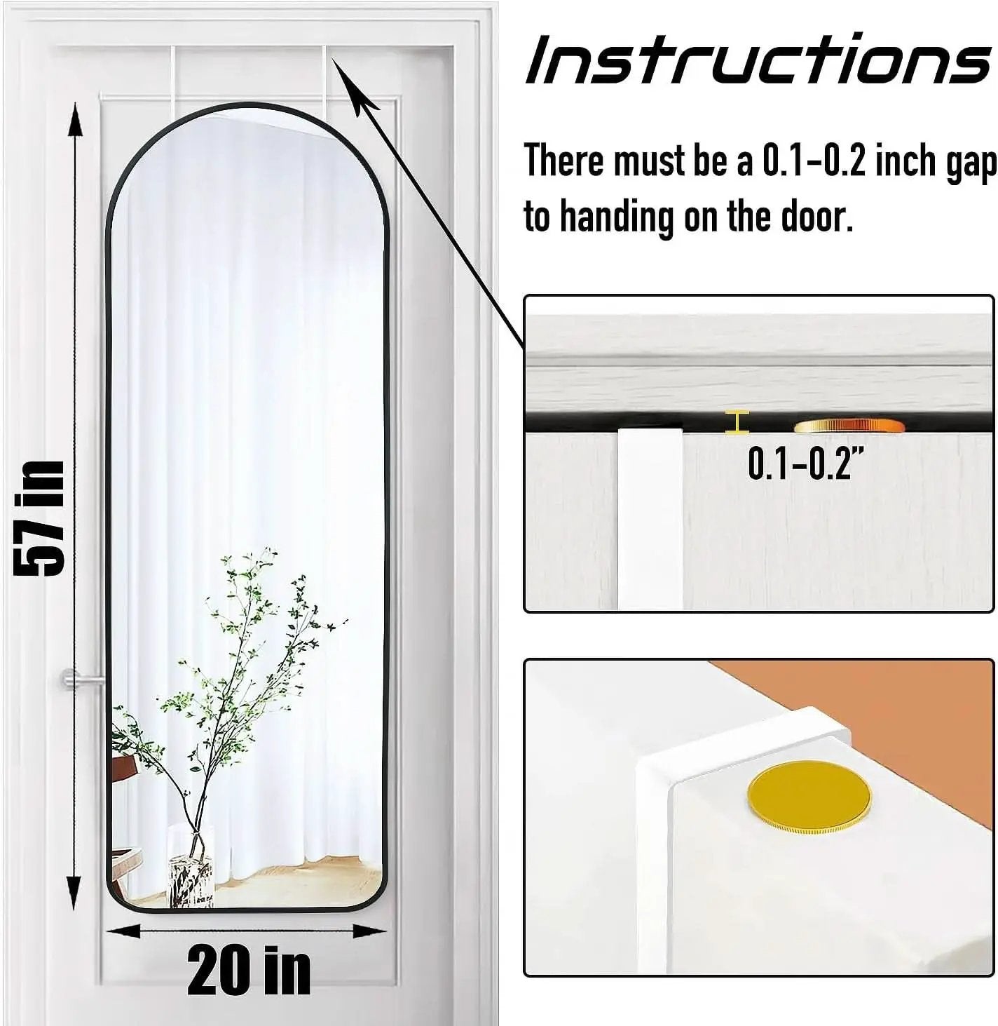 Black 57 Inch Full Length Arch Mirror For Entryway from PriceLows™