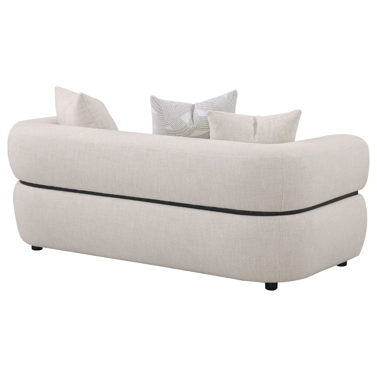 Jeanette 73-inch Fabric Upholstered Round Arm Loveseat | 72.75 x 37 x 28 in | Solid Wood & Fabric | Beige