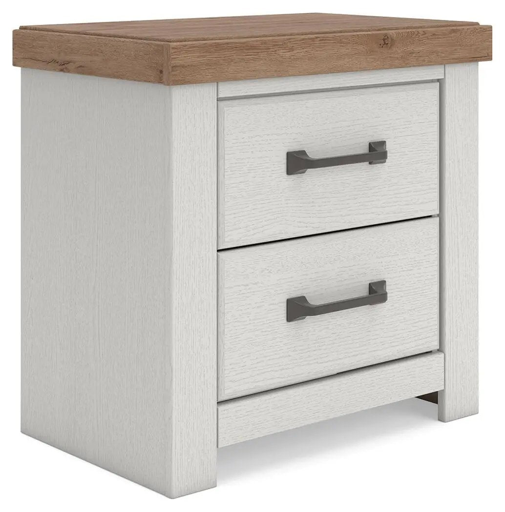 Nightstand | Two Drawer | Farmhouse Style | Dark Brass Hardware