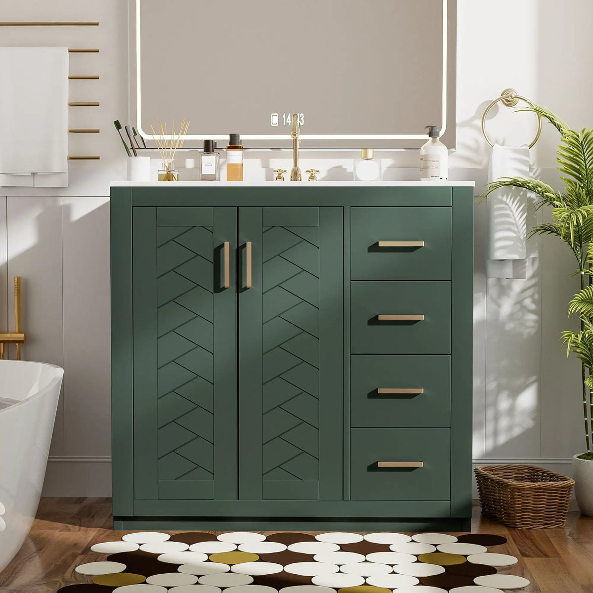 36 Inch Bathroom Vanity | Ceramic Sink Combo | 3 Drawers | Soft Closing Doors