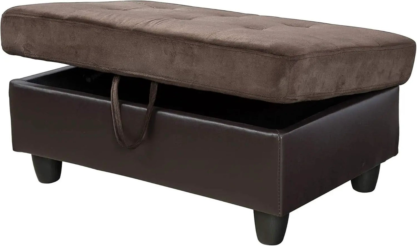 3-Piece Contemporary Sectional Sofa With Chaise And Storage Ottoman Chocolate from PriceLows™