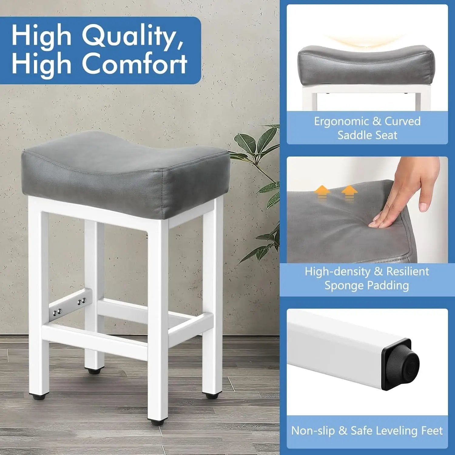24 Inch Counter Height Bar Stools Set Of 2 Bonded Leather from PriceLows™
