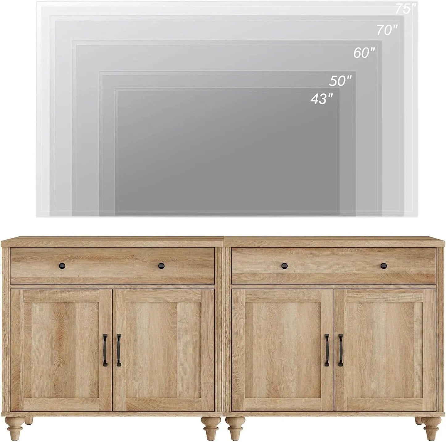 Oak Farmhouse Entertainment Center For TVs Up To 75 Inches from PriceLows™