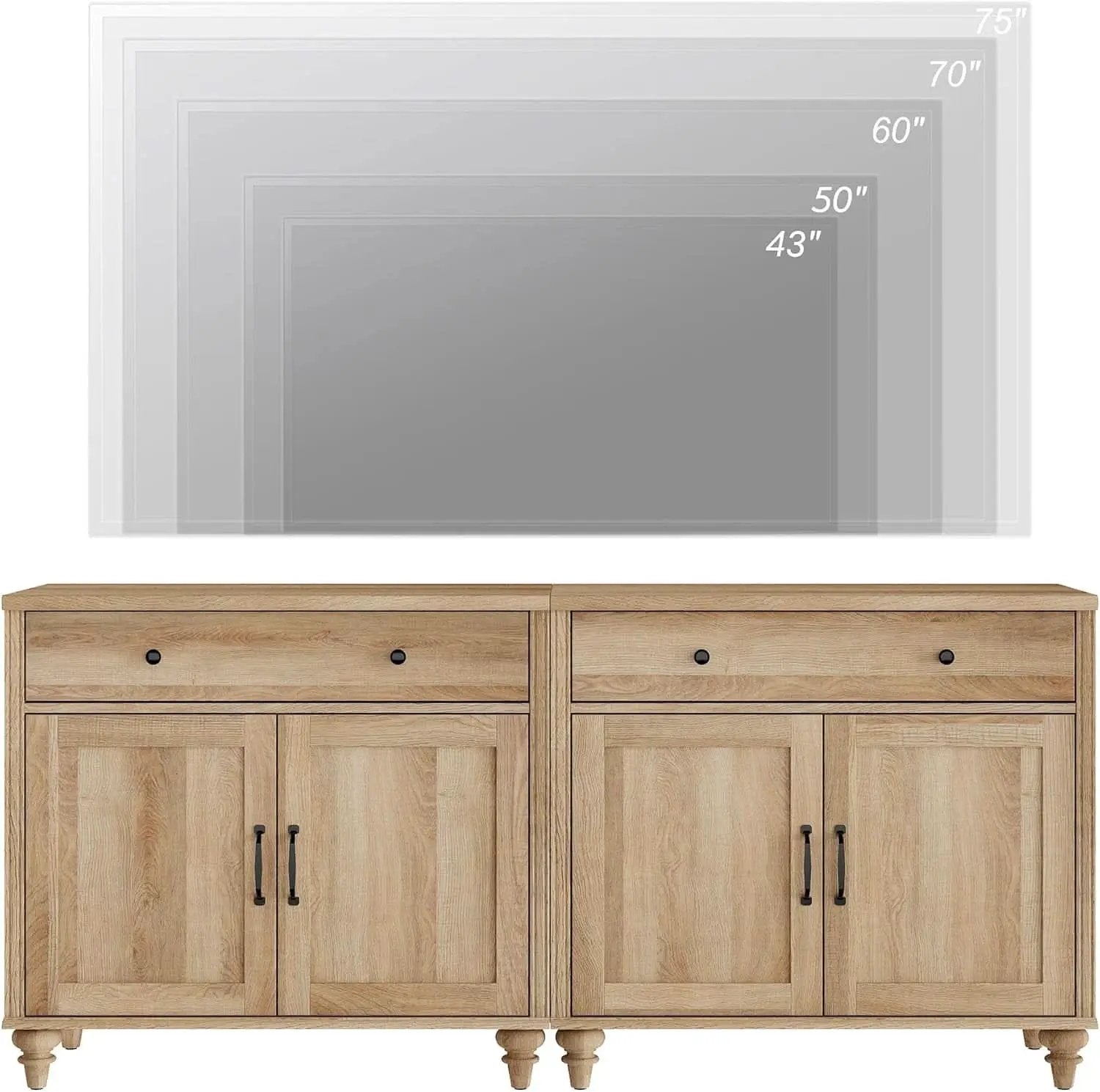 Oak Farmhouse Entertainment Center For TVs Up To 75 Inches from PriceLows™