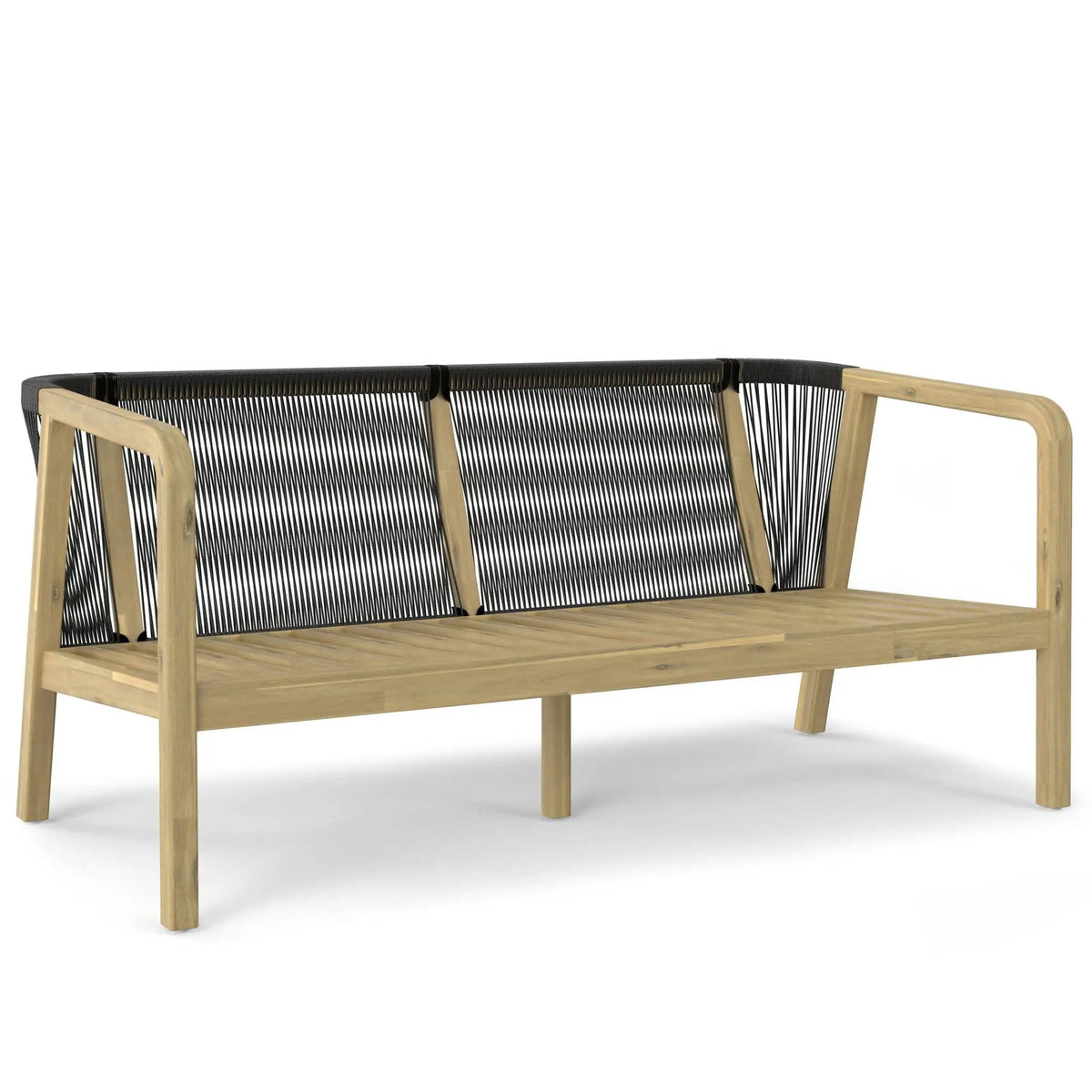 Palmetto Outdoor Sofa | 58.3 x 31.5 x 26 in | Acacia Wood & Fabric | Silver
