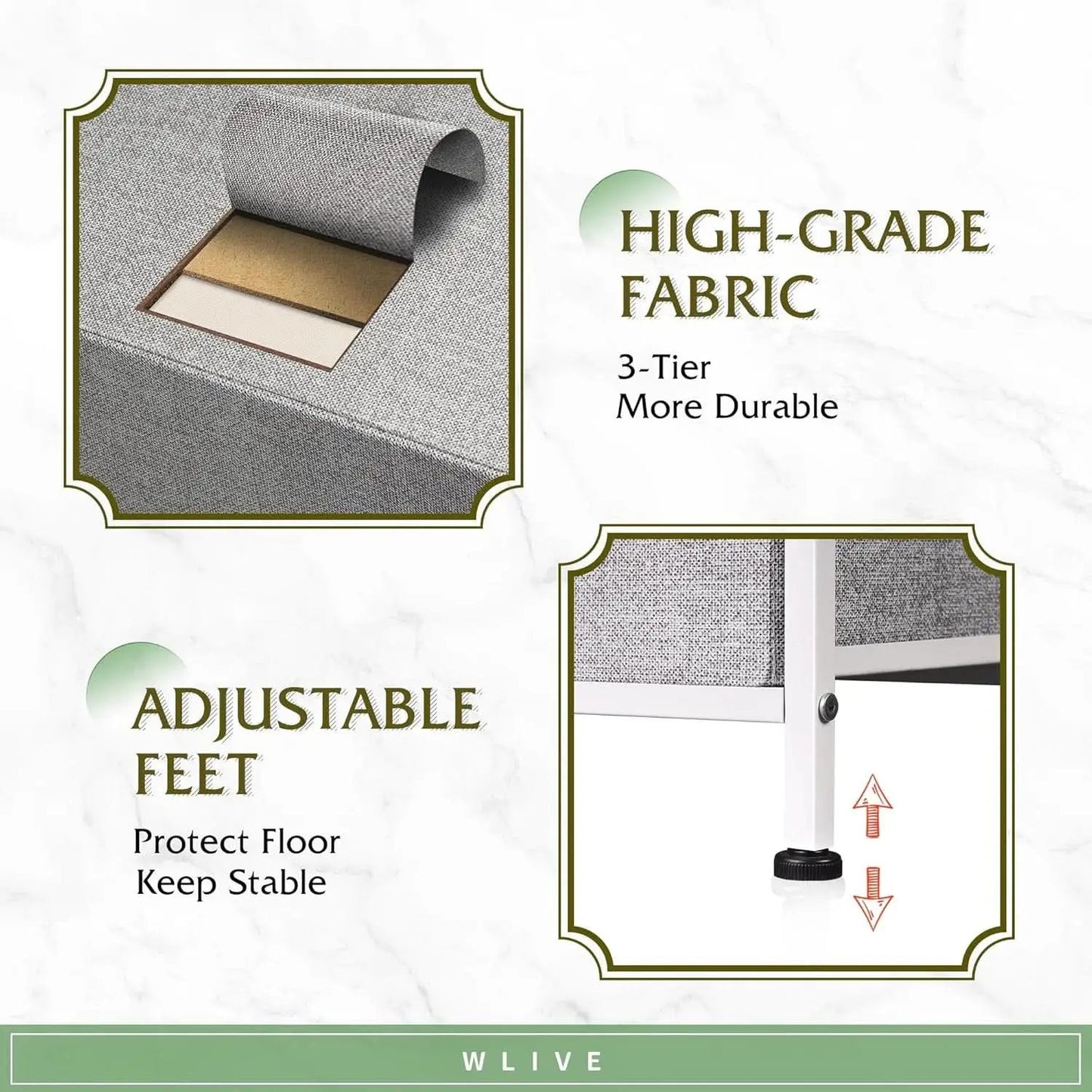 Light Grey Fabric Dresser With 5 Drawers And Drawer Organizers from PriceLows™
