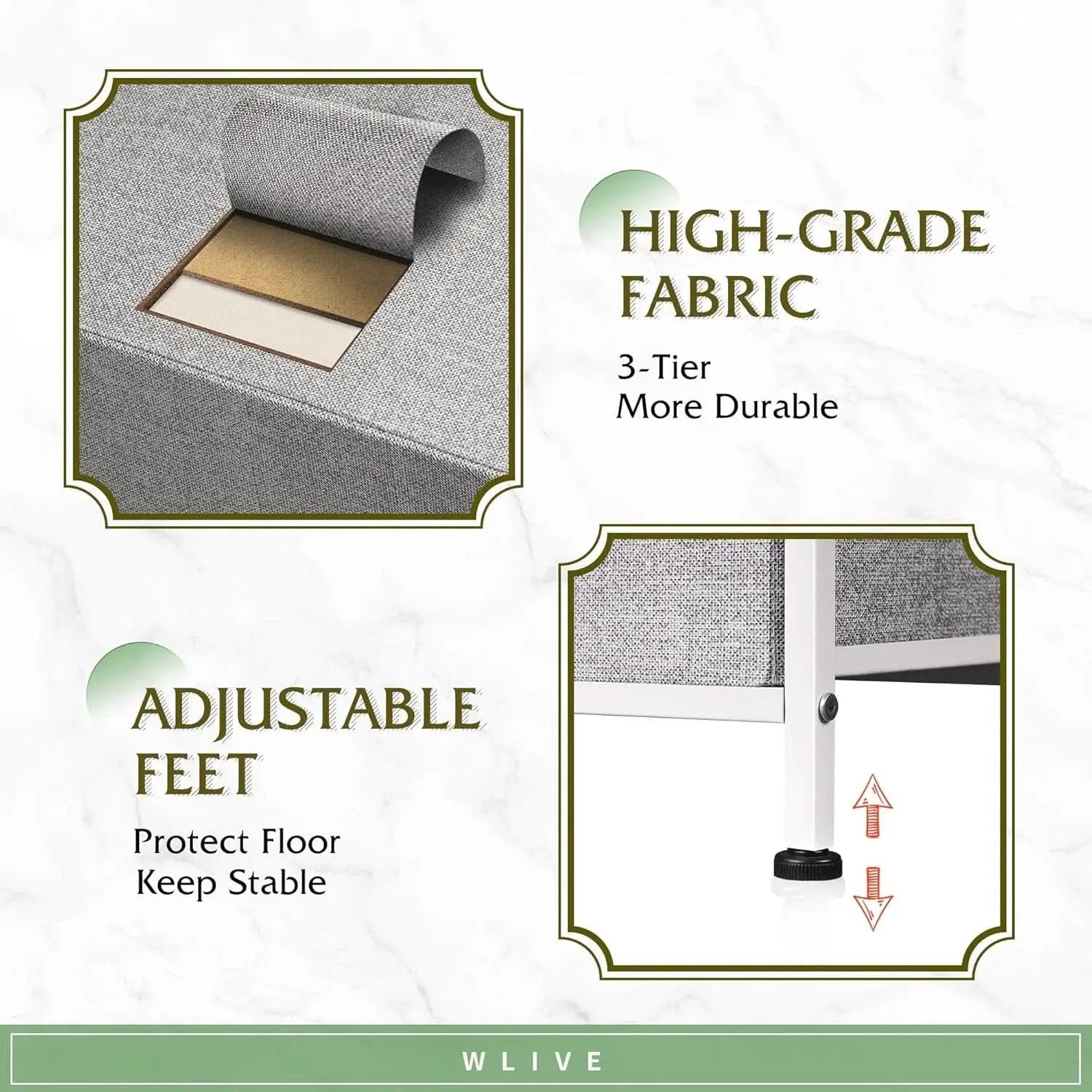 Light Grey Fabric Dresser With 5 Drawers And Drawer Organizers from PriceLows™