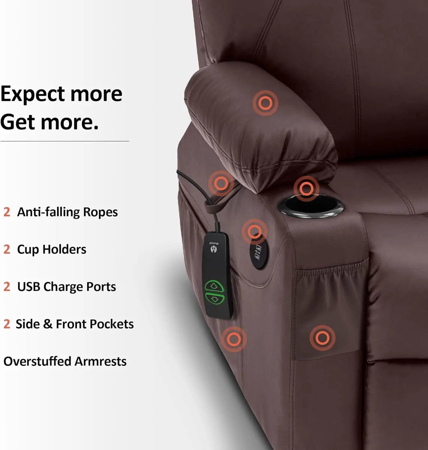 Electric Power Lift Recliner Chair Brown With Massage from PriceLows™