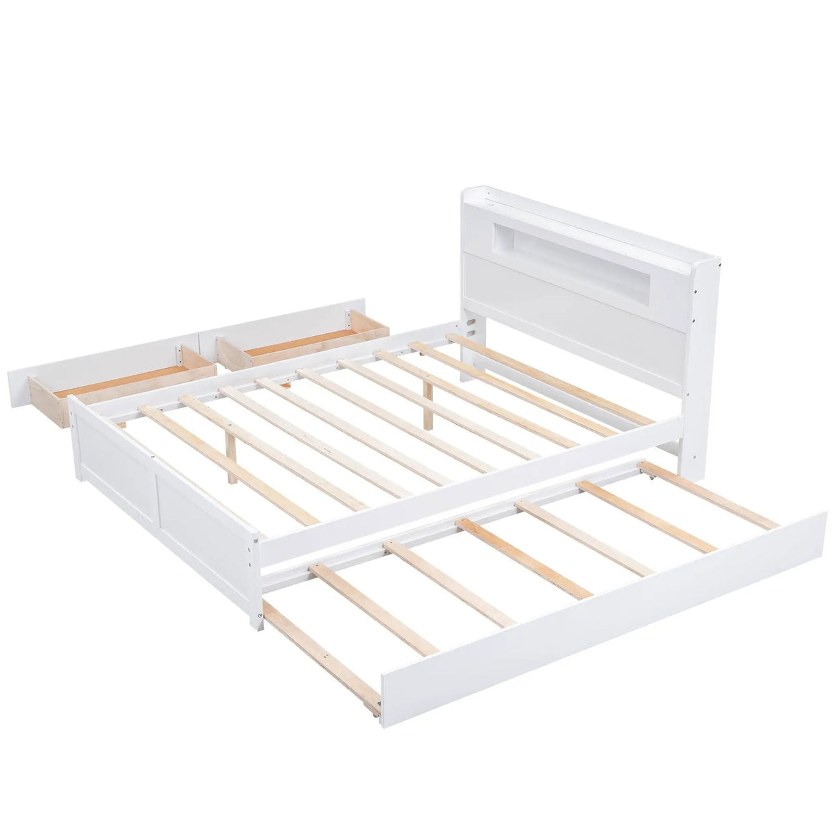 Storage Platform Bed | Color Changing LED Lights | Twin Trundle | 2 Drawers