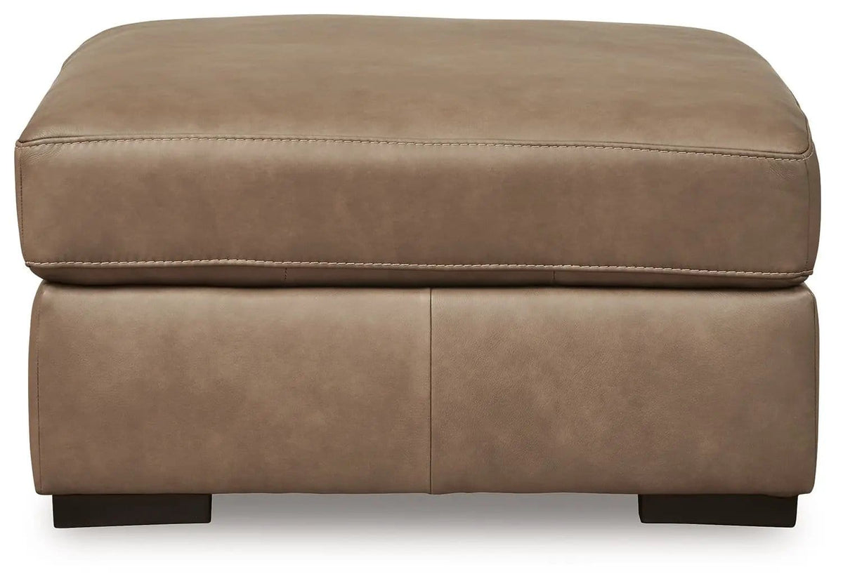Veronella Oversized Accent Ottoman | 37 x 37 x 19 in | Faux Leather & Wood | Sahara