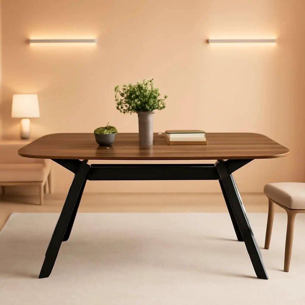 Arley Modern Dining Table For 4 Walnut Brown Solid Wood from PriceLows™