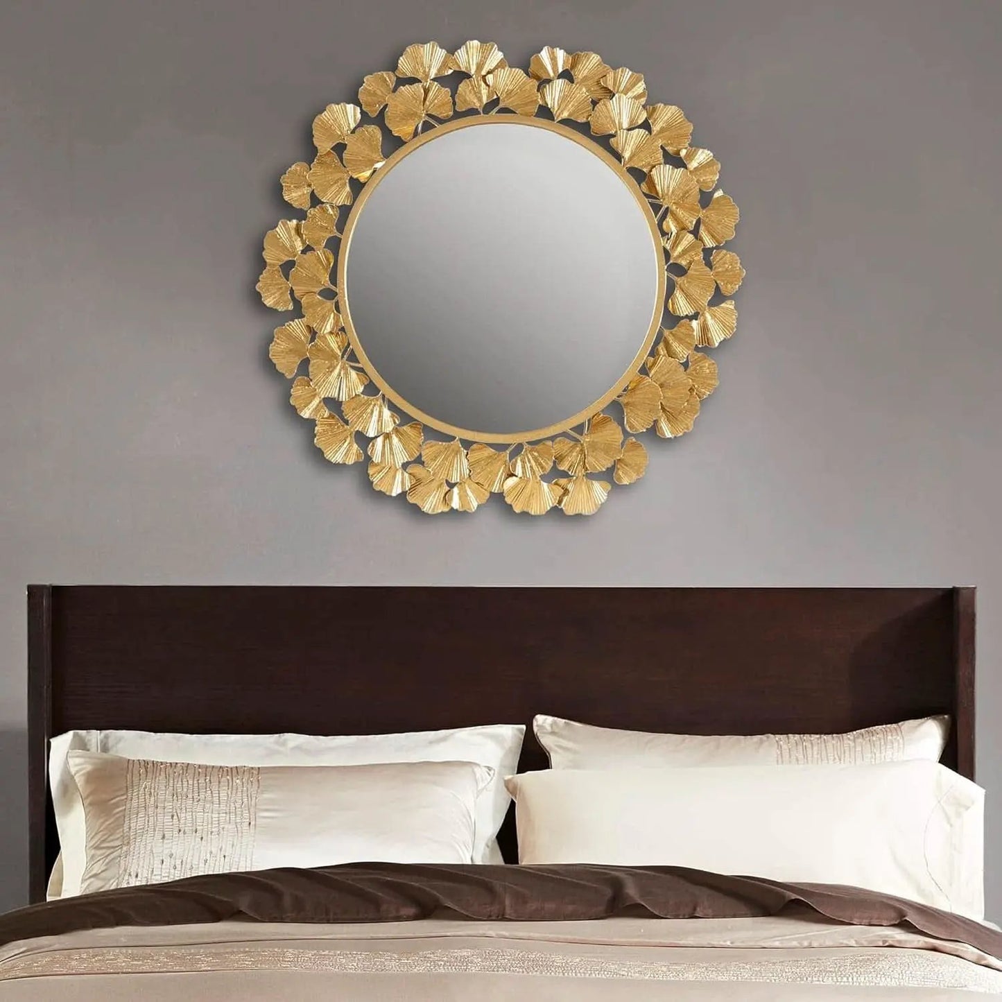 Round Wall Mirror 30.5 Inch Iron Eden Gold For Living Room from PriceLows™