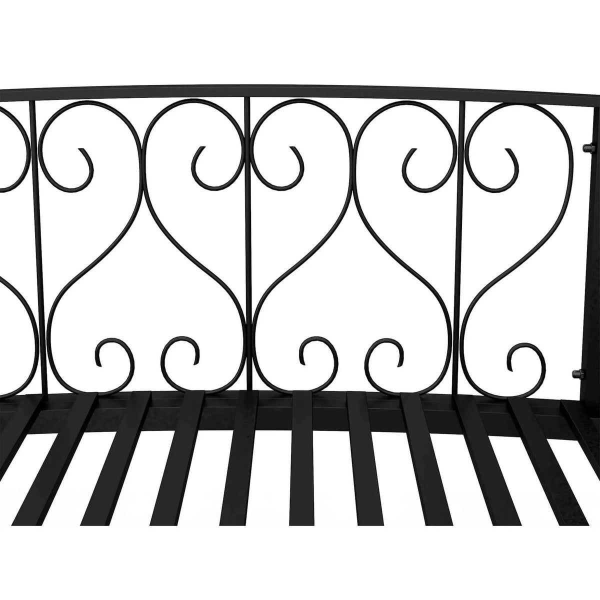 Decorative Metal Arch Garden Bridge | 7FT Footbridge | Scrollwork Design | Safety Siderails