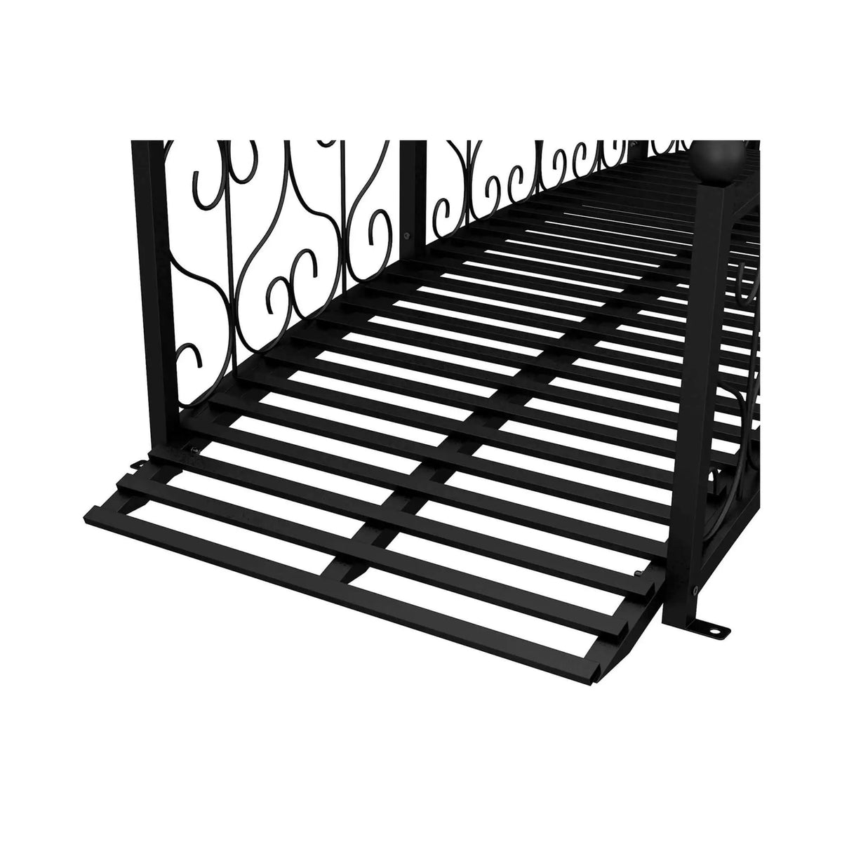 Decorative Metal Arch Garden Bridge | 7FT Footbridge | Scrollwork Design | Safety Siderails