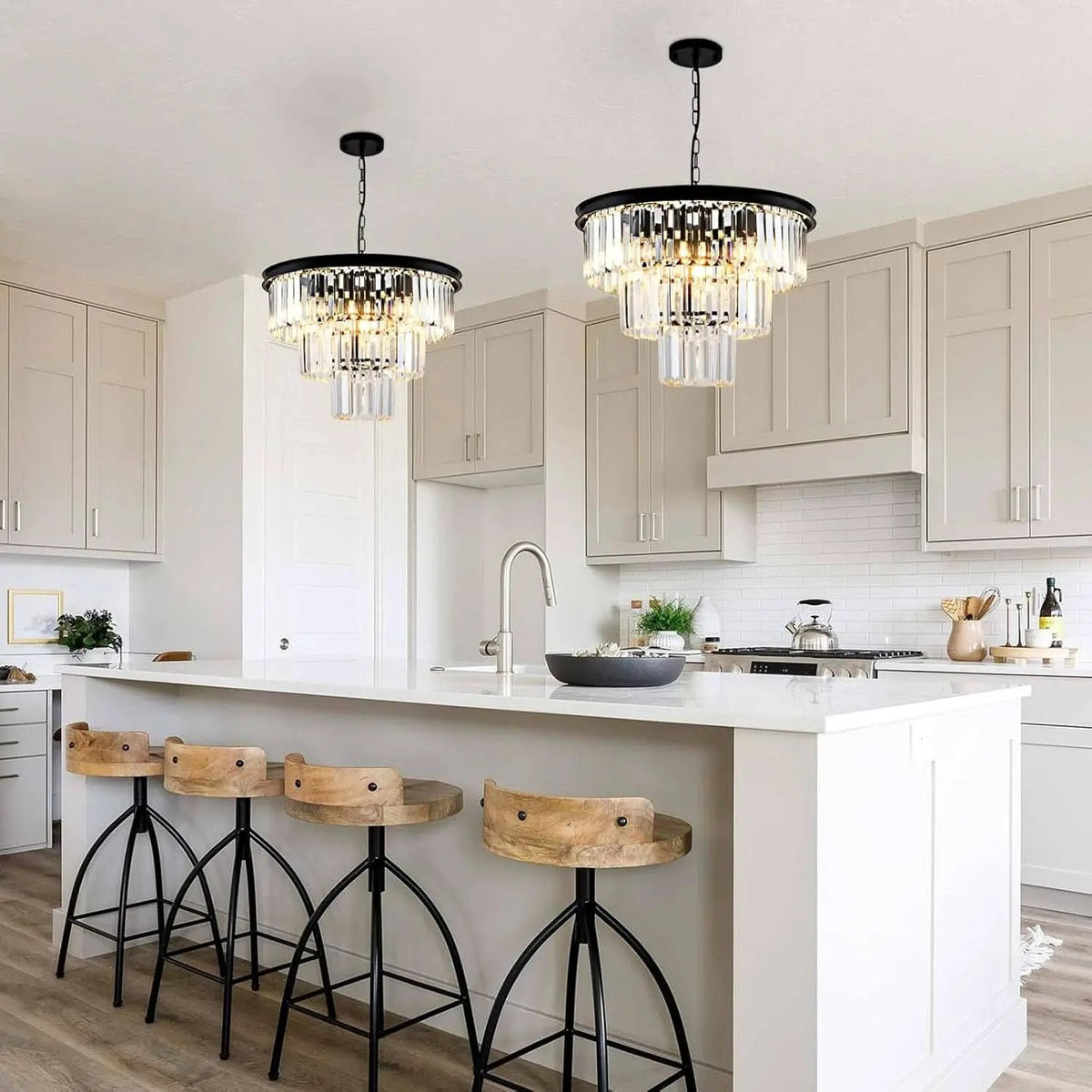 8 Light Black Crystal Chandelier Elegant Dining Fixture from PriceLows™