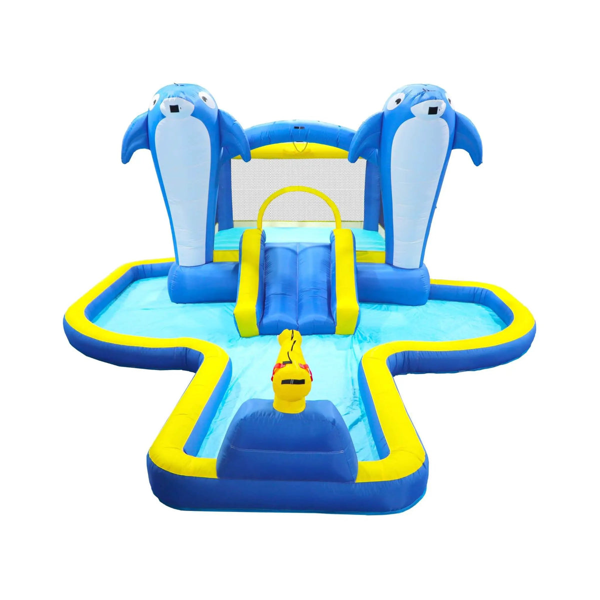 8-In-1 Inflatable Water Park | Bounce House Slide And Pool | Sprinkler Water Gun | Basketball Hoop