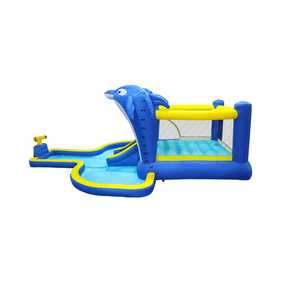 8-In-1 Inflatable Water Park | Bounce House Slide And Pool | Sprinkler Water Gun | Basketball Hoop