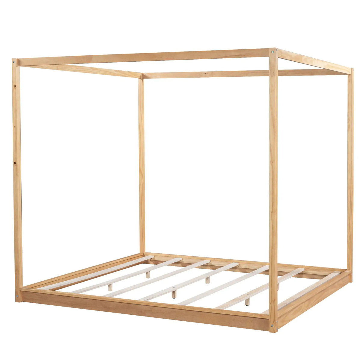 Canopy Platform Bed | Solid Pine Wood | Airflow Slats