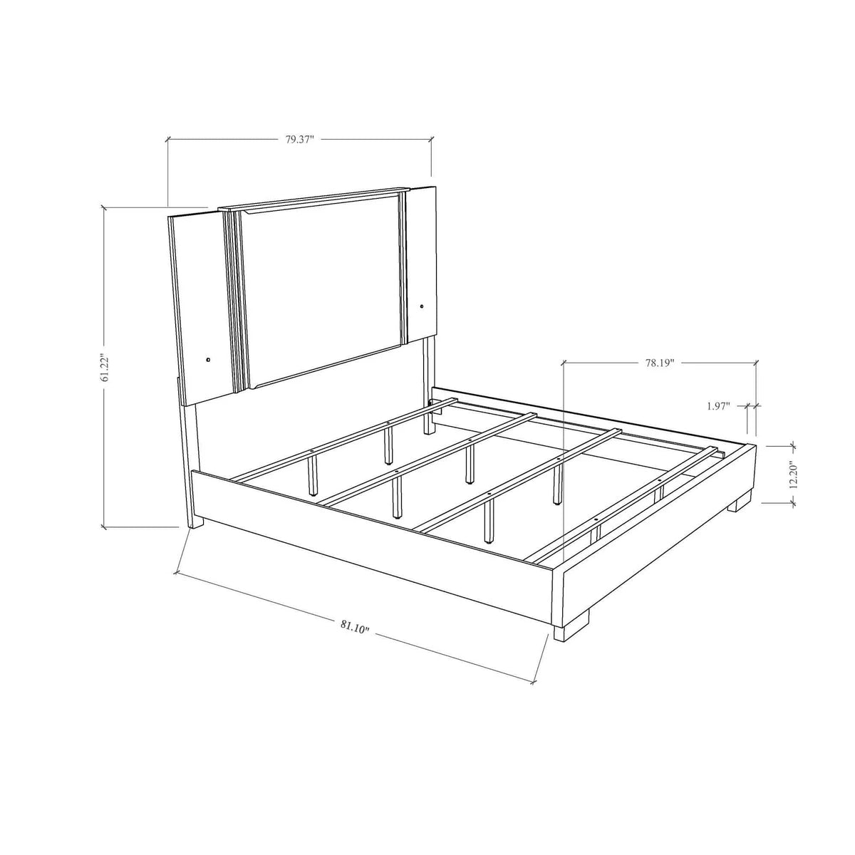 Moon Bed & LED Accent Lighting | 79.4 x 86.2 x 61 in | Solid Wood & Marble | Bedroom