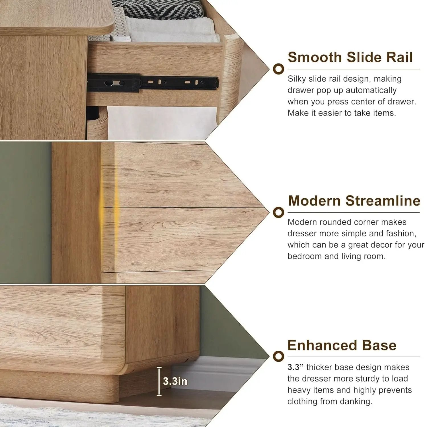 Contemporary 52 Inch Wide Nine Drawer Dresser Oak Finish from PriceLows™