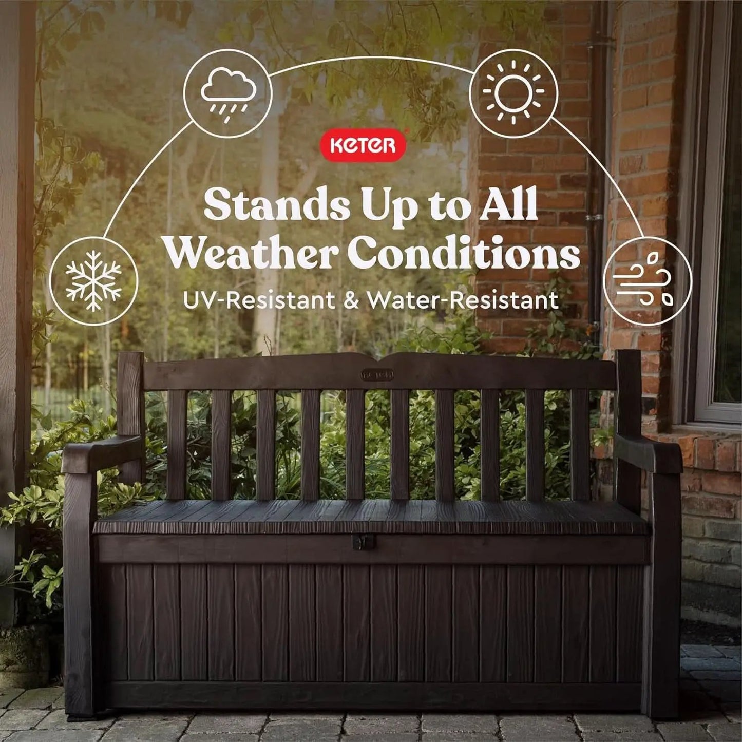 70 Gallon Outdoor Storage Bench Box for Garden Tools from PriceLows™