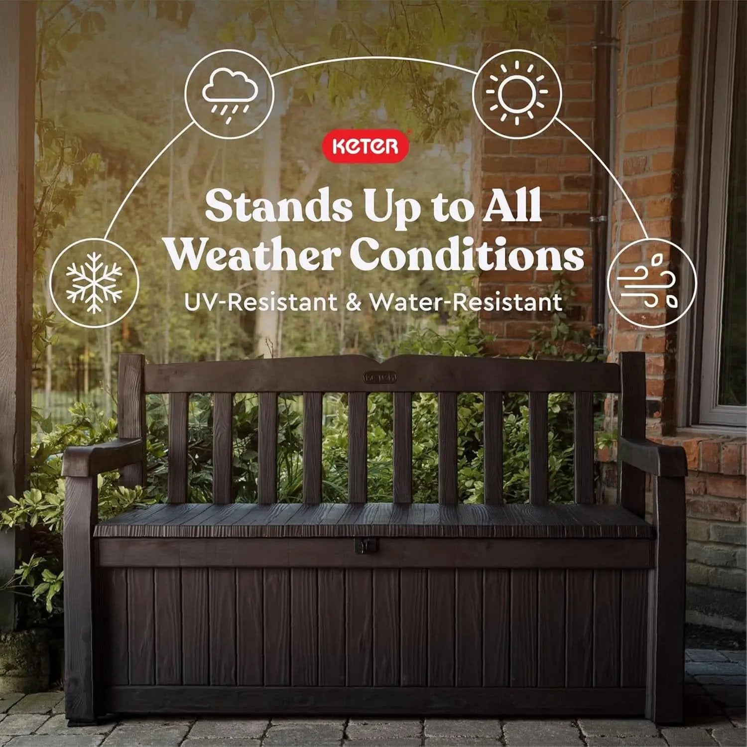70 Gallon Outdoor Storage Bench Box for Garden Tools from PriceLows™