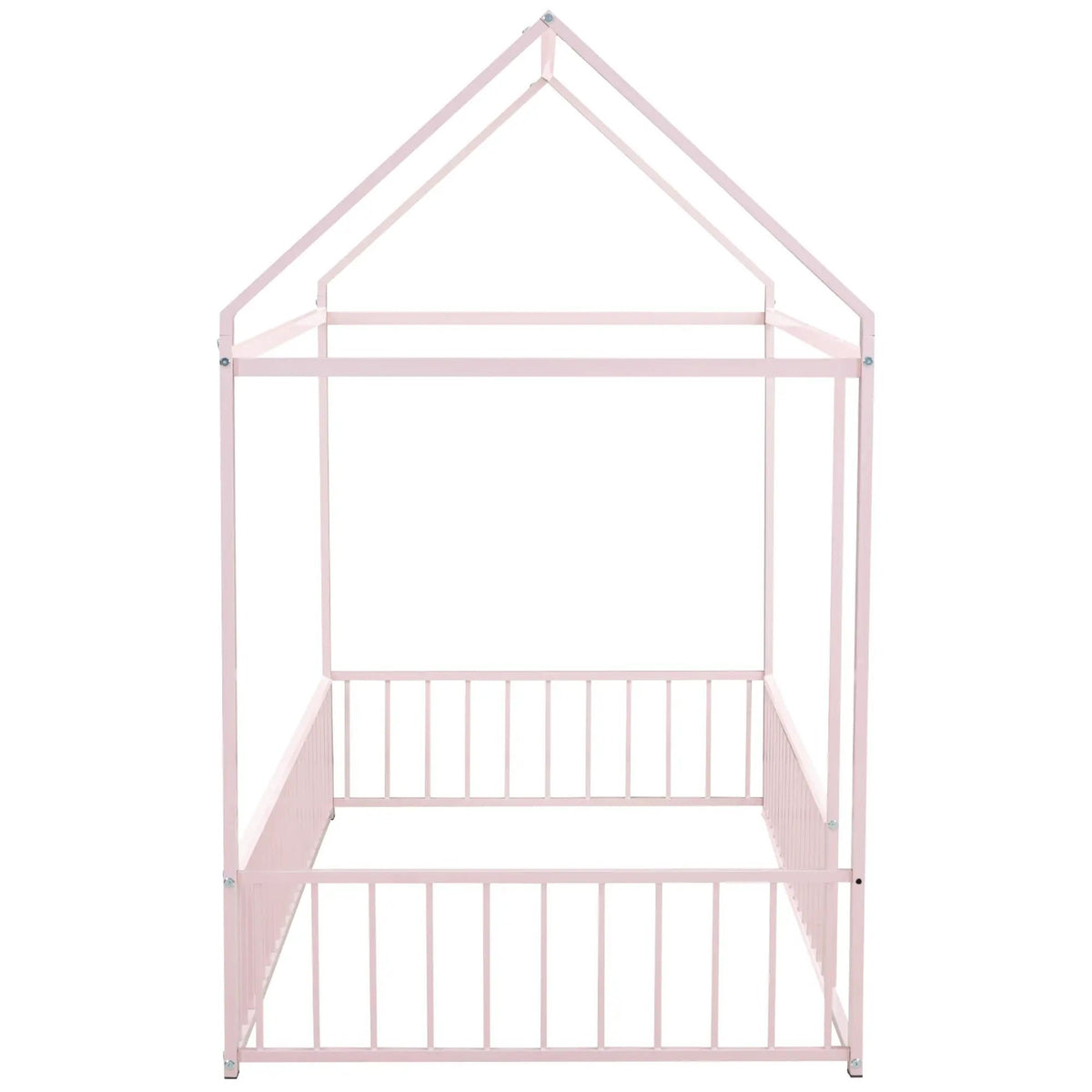 Kids Metal Bed Frame | Roof And Side Fence | Semi Enclosed Space | Three Colors