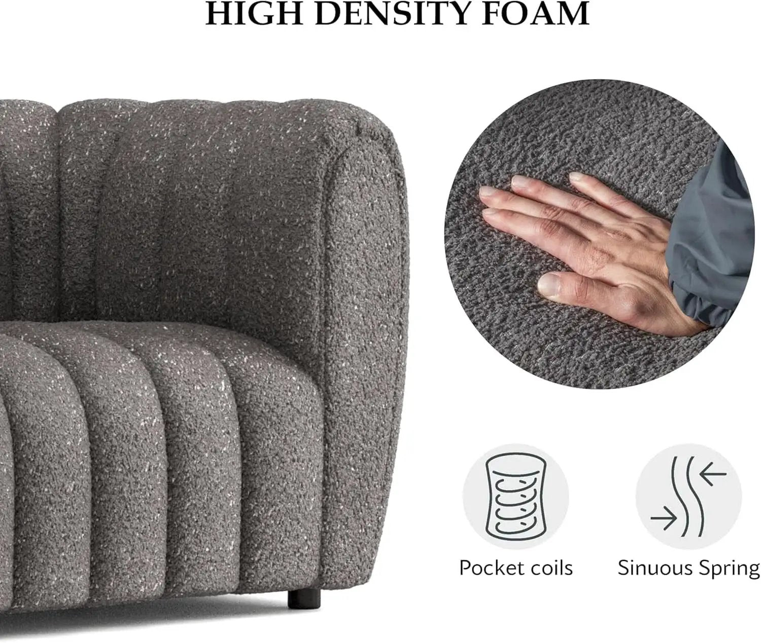 Charcoal Gray Vertical Channel Tufted 3 Piece Sofa Set from PriceLows™