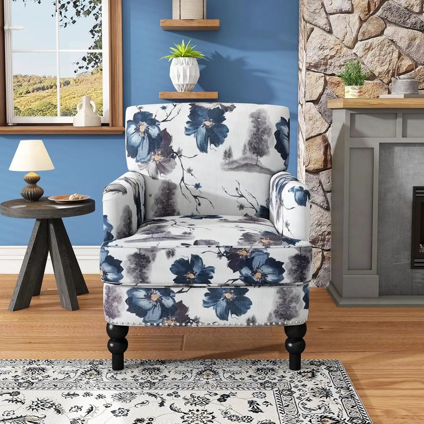 Boaz Floral Print Fabric Club Chair 32 Inch Depth Polyester from PriceLows™