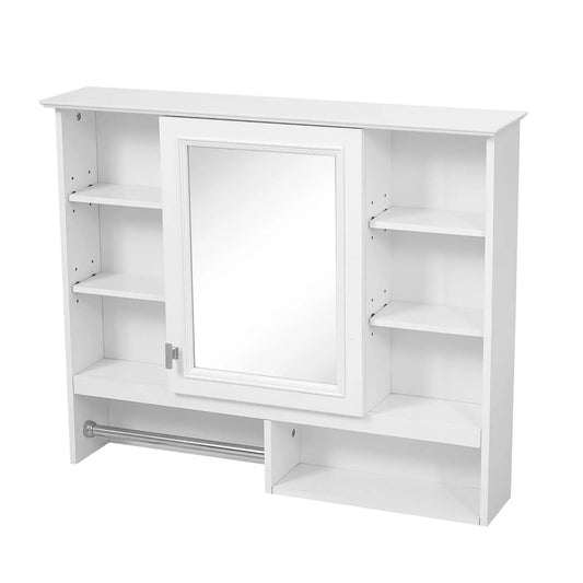 Wall Mount Mirror Cabinet | Adjustable Shelves | Soft Close Hinges | White