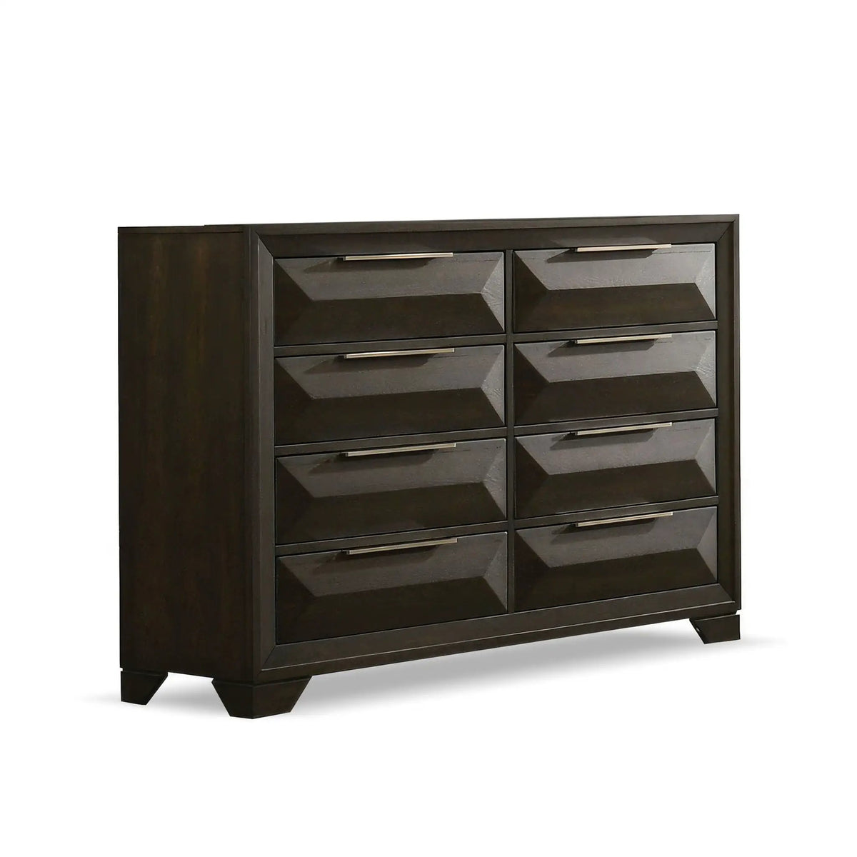8 Drawer Dresser With Mirror | Espresso Finish | Beveled Bracket Feet | Transitional Style