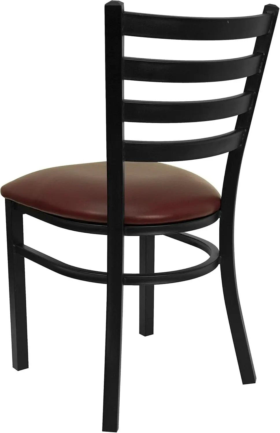 Hercules Black Ladder Back Metal Restaurant Chair Burgundy Vinyl Seat from PriceLows™