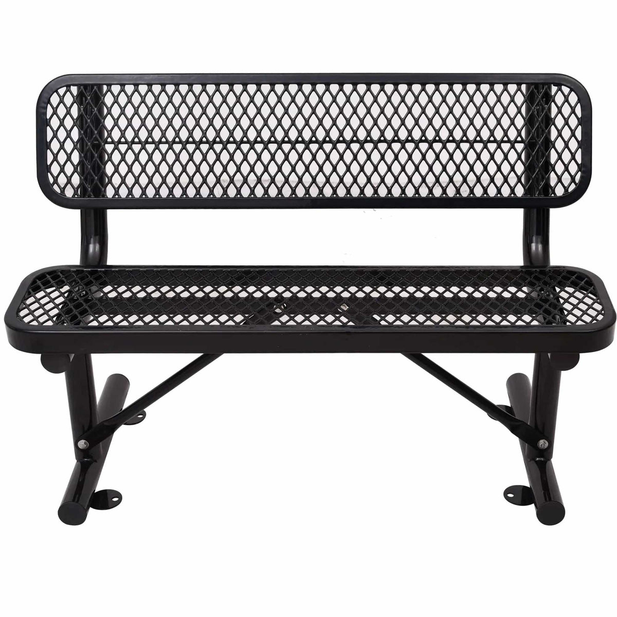 6' Outdoor Steel Bench With Backrest | 5 Pieces | Steel | Outdoor Living