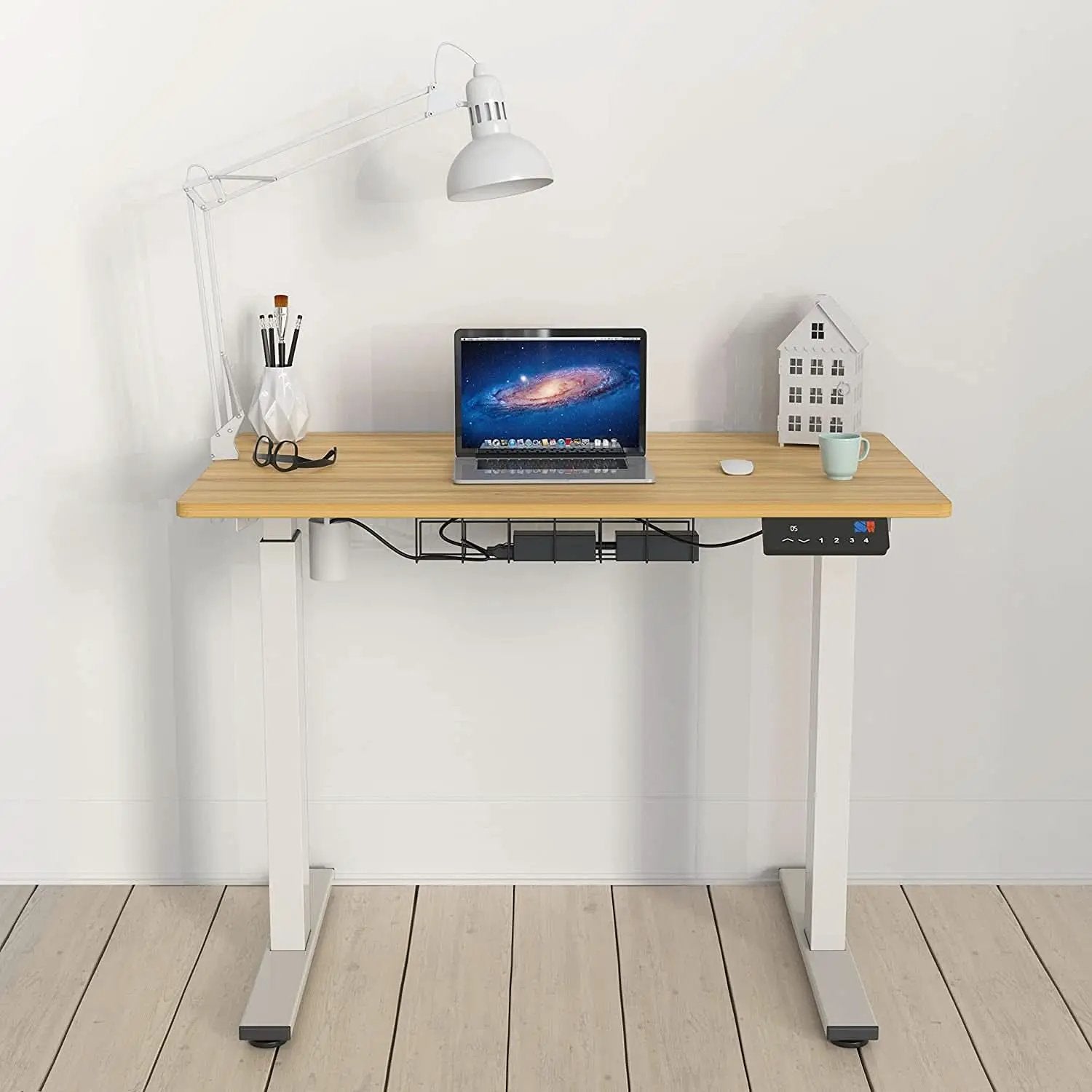 Oak Electric Height Adjustable Standing Desk 40x24 from PriceLows™