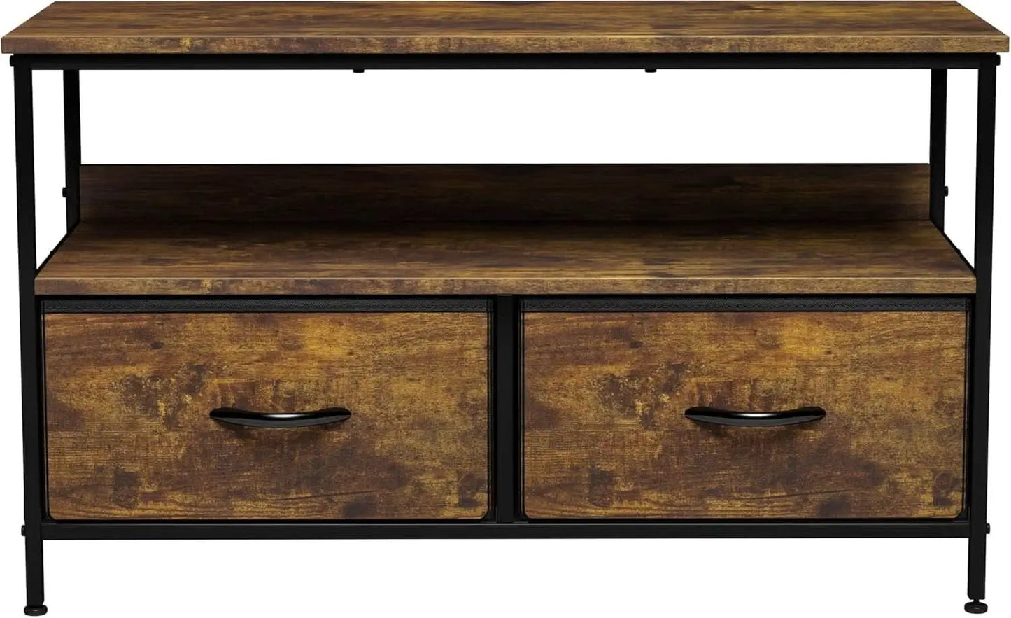 2 Drawer TV Stand Chest For Living Room With Open Shelf And Fabric Drawers For Media Storage from PriceLows™