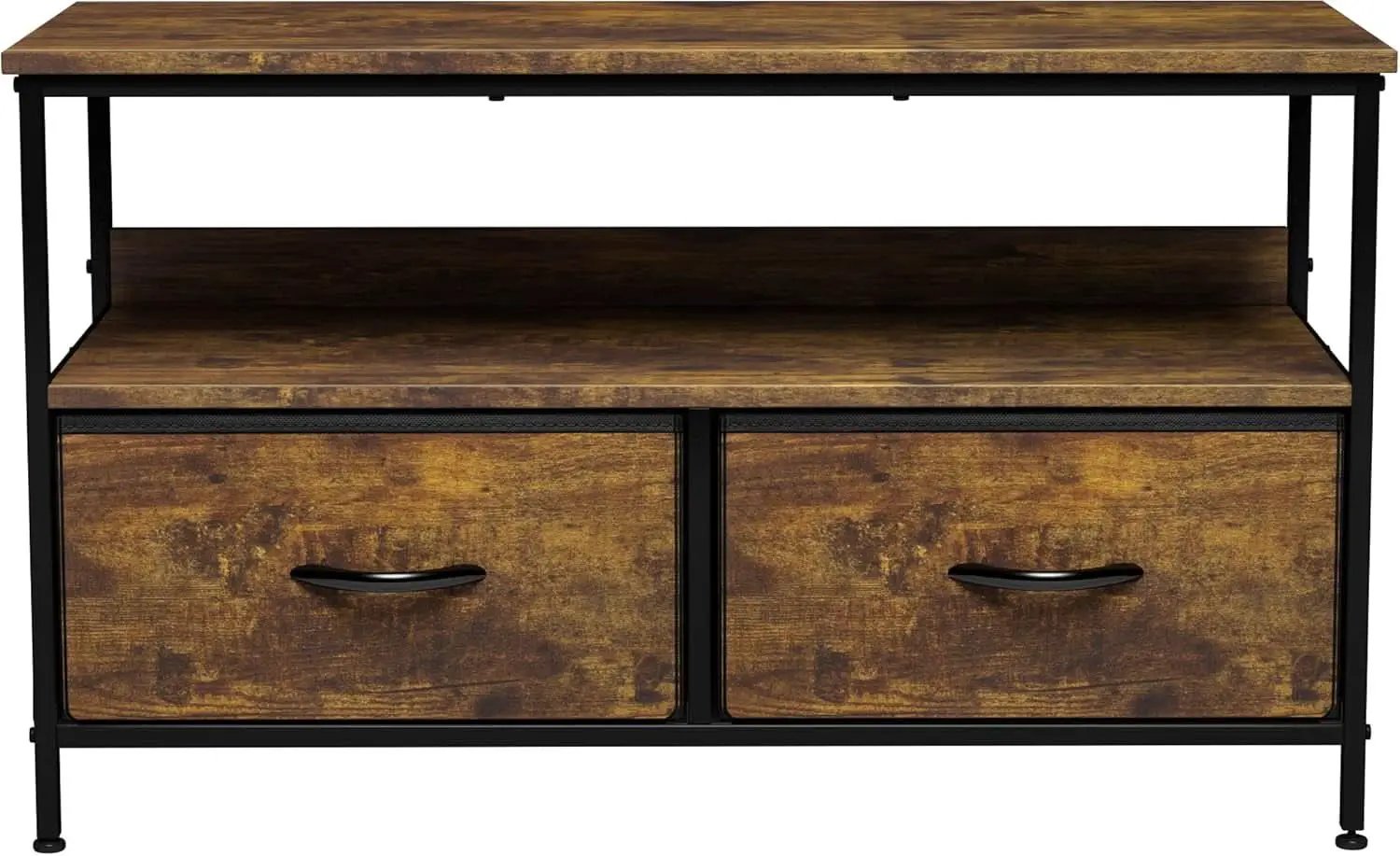 2 Drawer TV Stand Chest For Living Room With Open Shelf And Fabric Drawers For Media Storage from PriceLows™