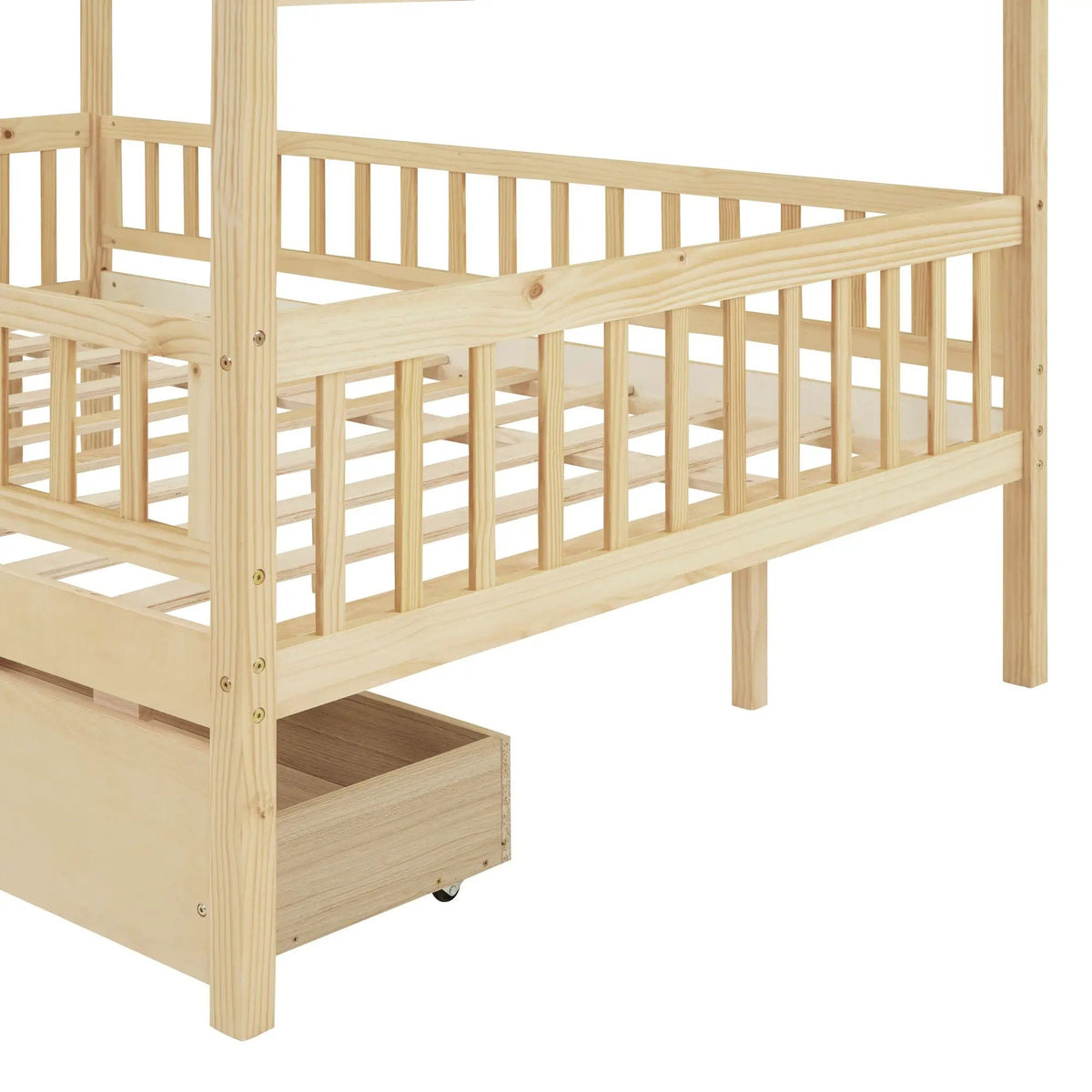 Kids House Bed With 2 Drawers | Sky Roof Design | Classic House Shape | 62.9 Inch Height