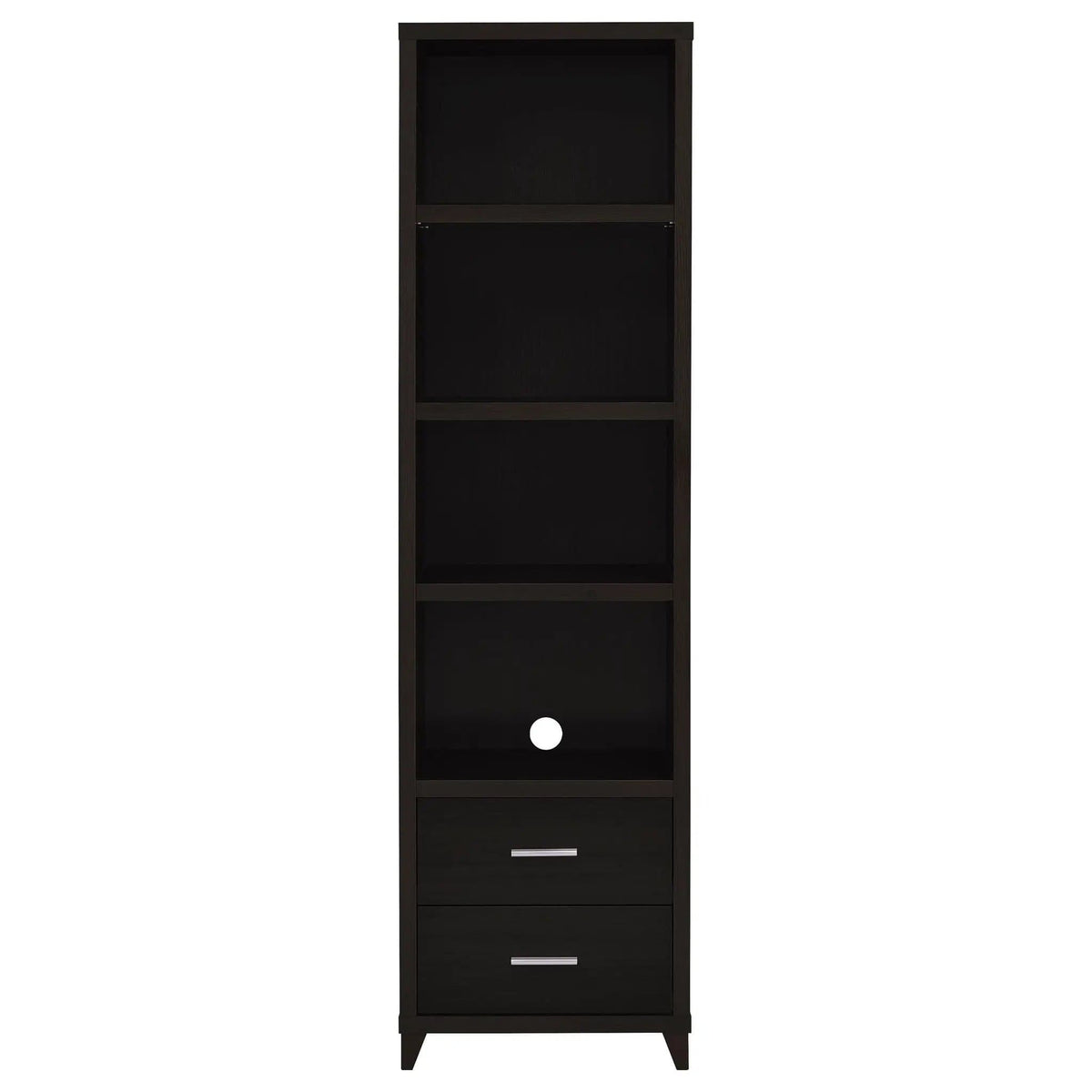 Lewes 4-shelf Engineered Wood Media Tower Pier | 21.25 x 11.5 x 76 in | Engineered Wood | Cappuccino