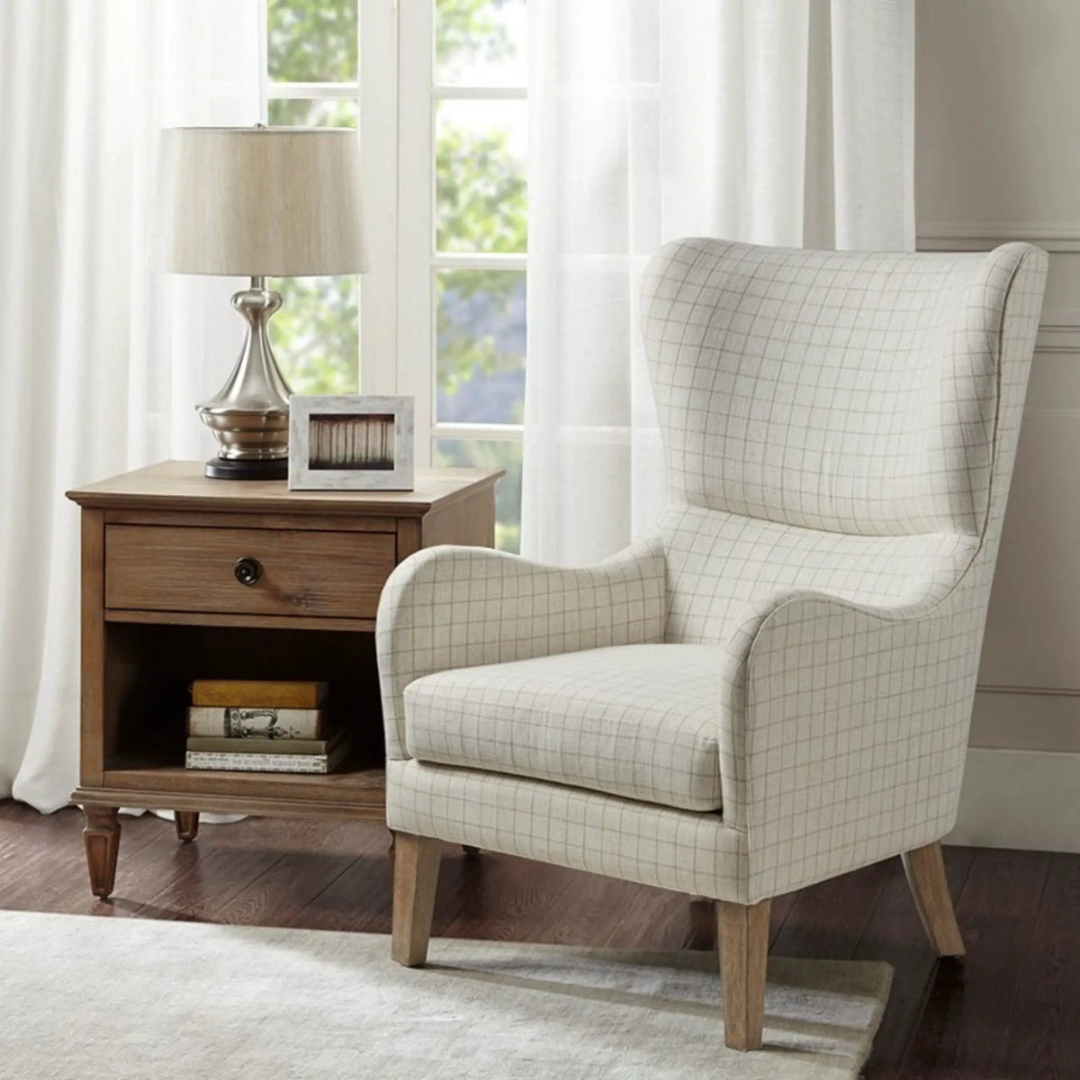 Arianna Swoop Wing Chair | Traditional Wing Back | Round Arms | High-Density Foam