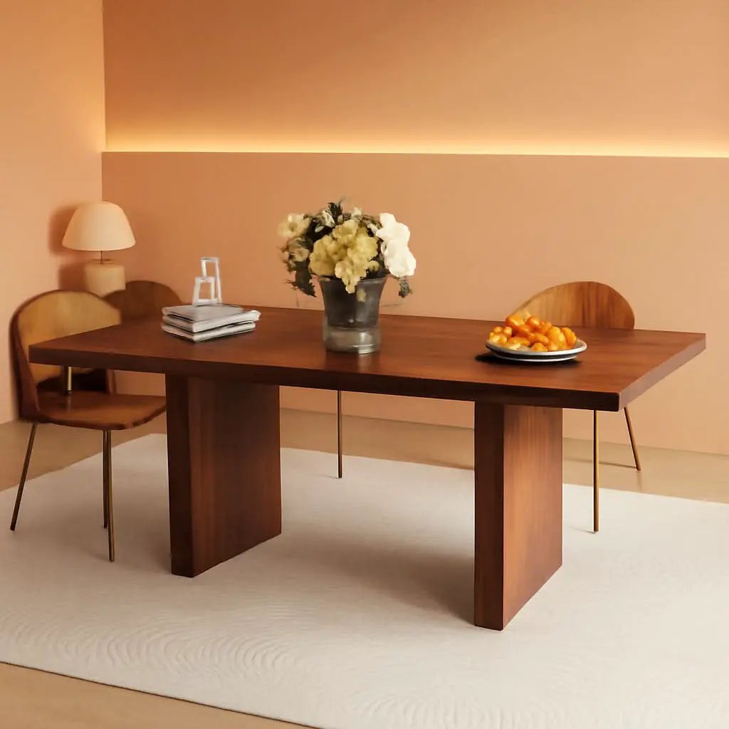 78 Inch Walnut Dining Table Modern Farmhouse Rectangular from PriceLows™