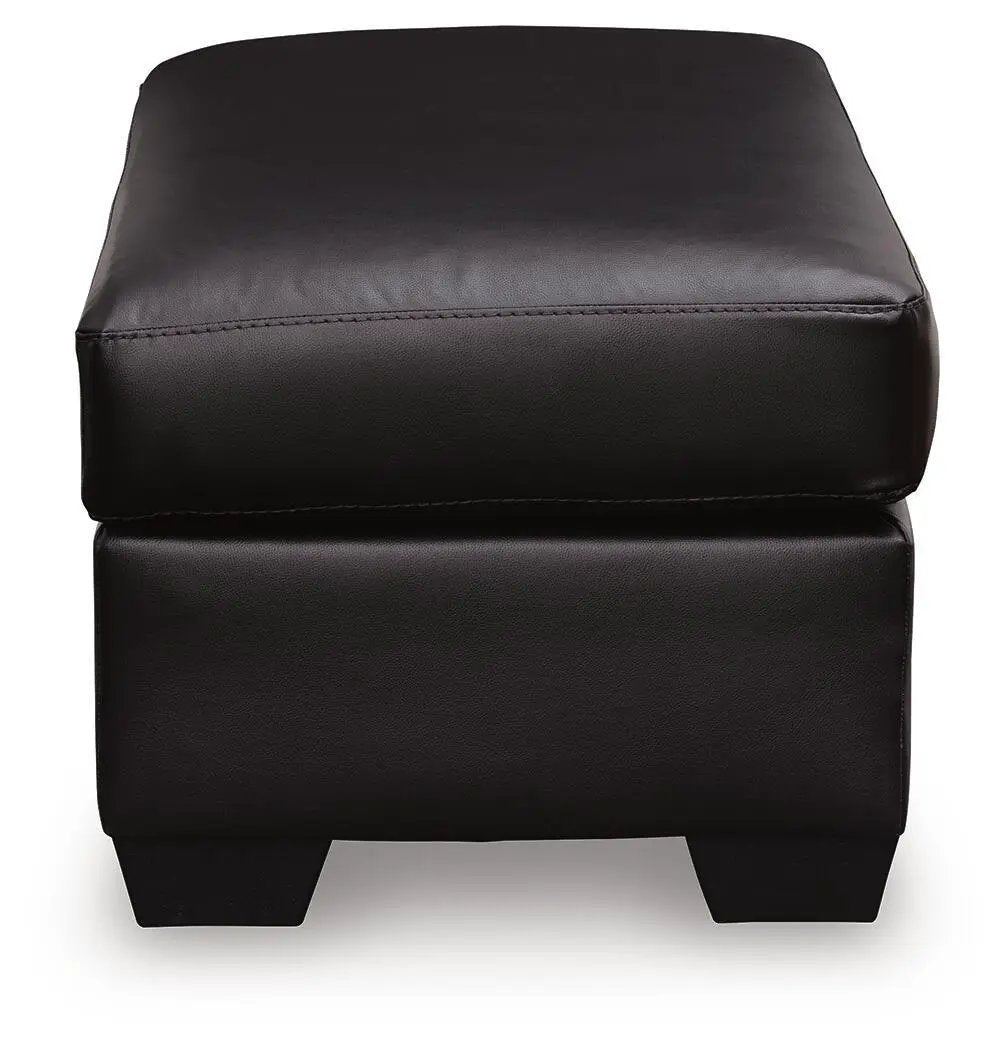 Modern Ottoman | Faux Leather Upholstery | Midnight Black