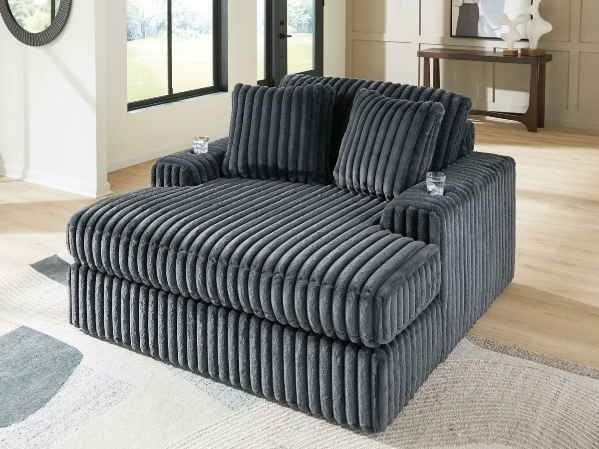 Midnight Madness Oversized Chaise | Jumbo Corduroy Upholstery | Plush Cozy Seating | 64 Inch Length