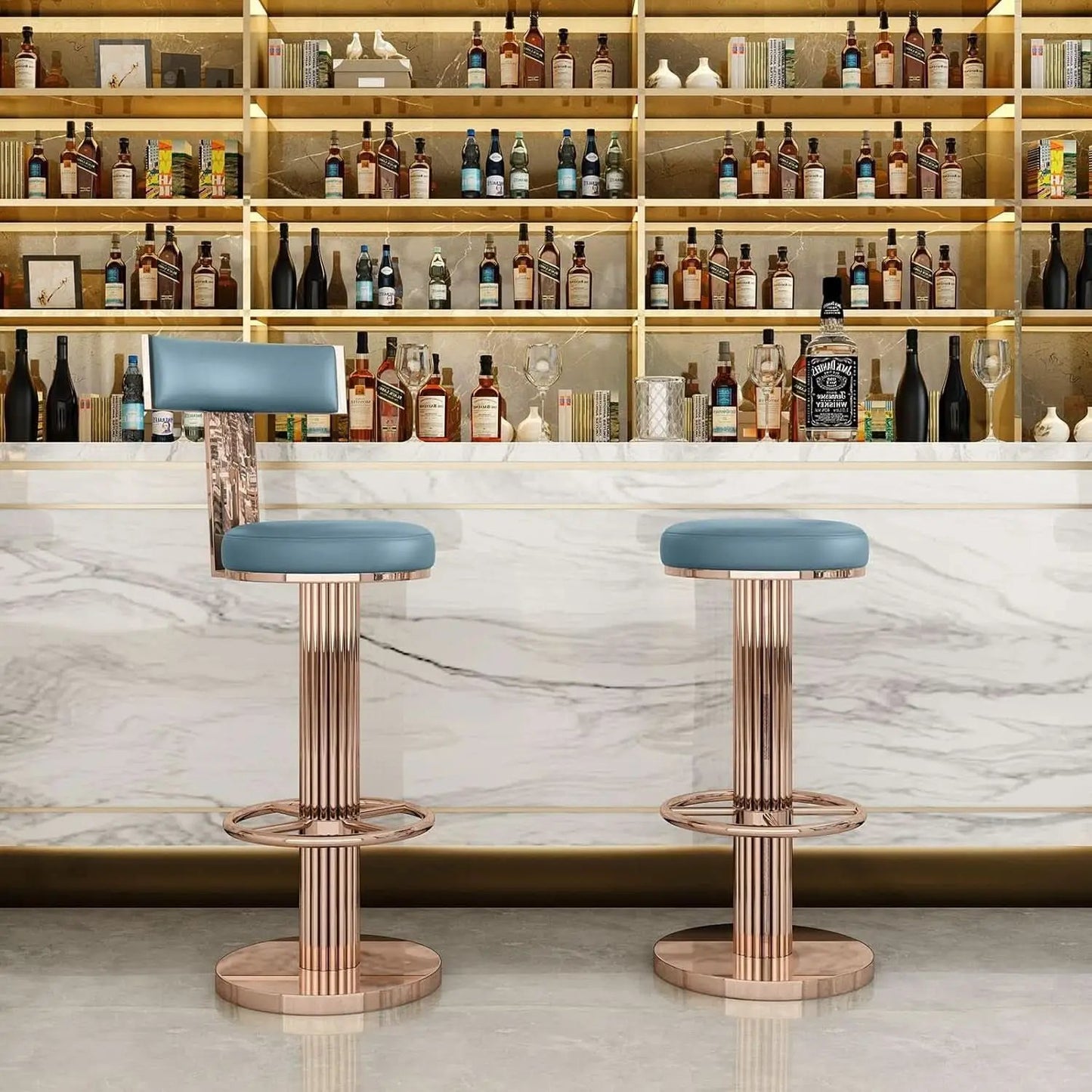Blue Adjustable Height Counter Height Bar Stool With Backrest from PriceLows™