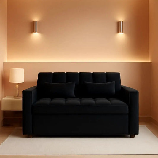Black Convertible Sofa Bed With Reclining Backrest from PriceLows™