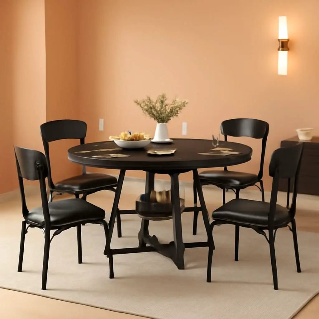Round Circular Dining Table Set Black Diameter47Inches from PriceLows™